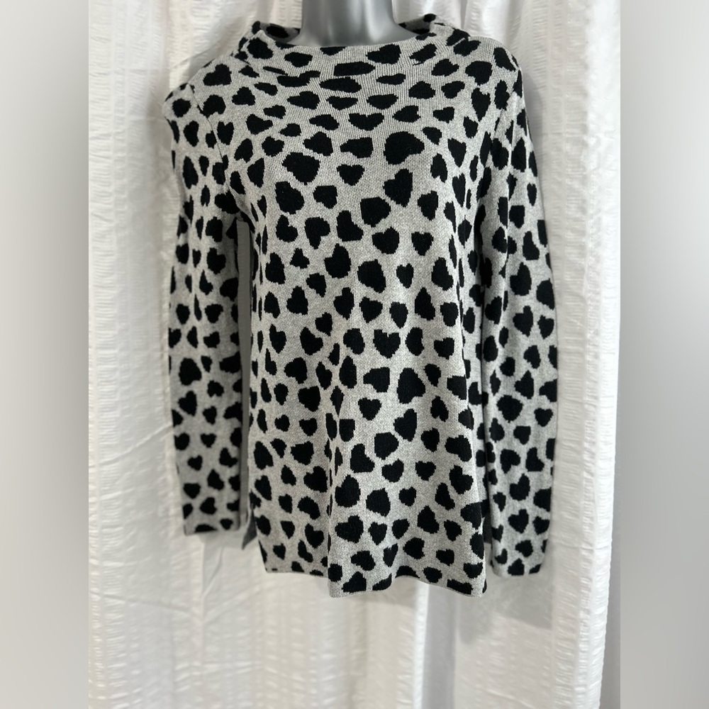 LOFT Black and Gray Animal Print Sweatshirt